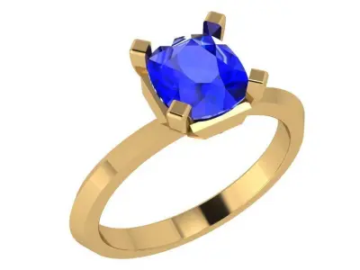 Cushion Cut Solitaire Ring 3937 3D print model