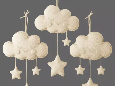 Decorative Hanging Kids Cloud Stars 3D model