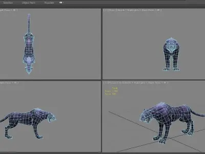 Cartoon black panther Low-poly 3D model