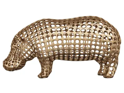 Hippopotamus Voronoi Wireframe 3D print model