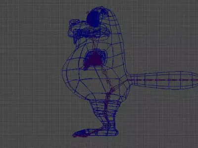 Beaver cartoon Low-poly 3D model