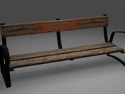 Bench and Rubish Free 3D model