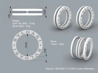 3d model ring Bulgari Zero1 3D print model 3D print model