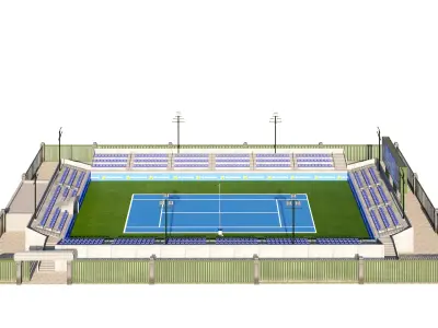 Studiom-Tennis-Court tennis court Low-poly 3D model