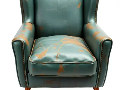 Vintage Turquoise Armchair model pack Low-poly 3D model