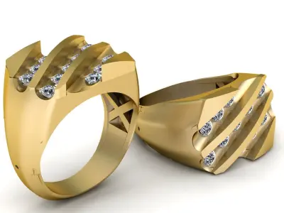 Hip Hop Men Fashion diamond Ring 3d Printable Model 3D print model