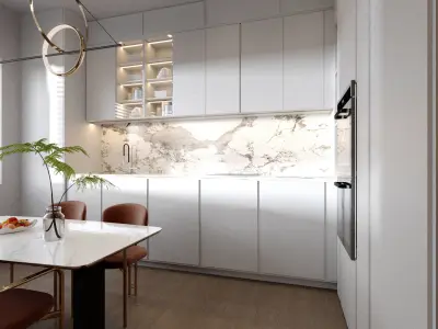 living room and kitchen 3D model