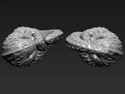 Pholidota pair of animal sculptures 3D print model