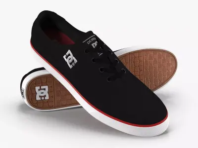 DC Shoes - Flash TX - Black-Red Low-poly 3D model
