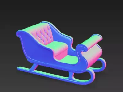 Luxury Christmas Sleigh - Quilted Leather Seat - PBR Low-poly 3D model