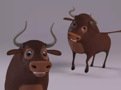 Cartoon Bull Rigged Low-poly 3D model