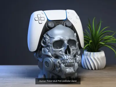 23 skull robot headphone stand sculpture ps5 controller 3D Model Collection
