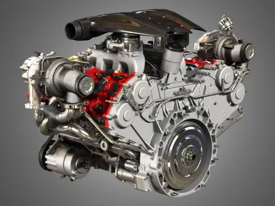 488 Pista Engine - V8 Twin Turbo Engine  3D model