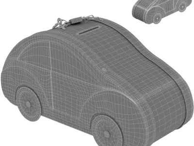  Piggy bank in the form of a car for children x2 3D Model Pack