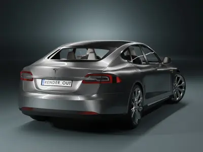 Tesla Model S silver Low-poly 3D model