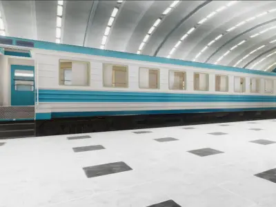 Train Passenger and Train Station 02 Low-poly 3D model