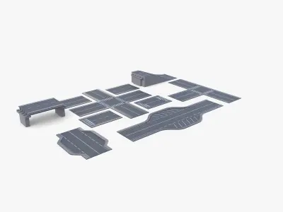 Connectable road segment pack v1 Low-poly 3D model