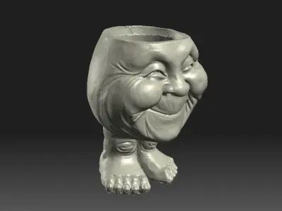 FlowerpotSmileGrandma statue of smiling face 3D print model