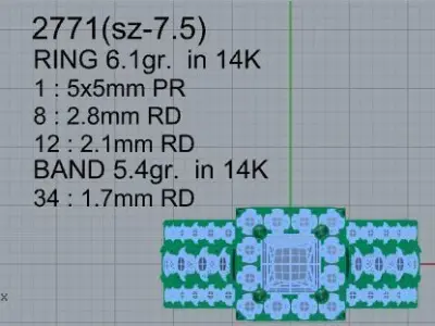 Square Halo Ring With Double Band 2771 3D print model
