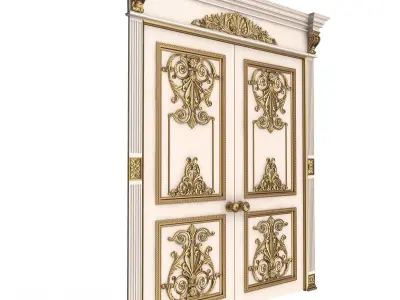 Carved Door Classic 0901 White Low-poly 3D model