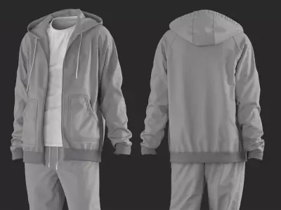 Tracksuit Marvelous Designer project and OBJ 3D model