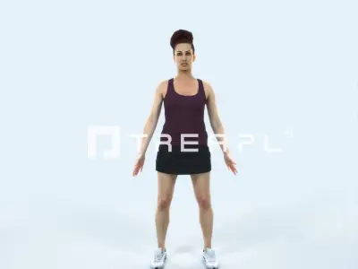 Yearn 01J Animated Rigged Sports Woman Low-poly 3D model