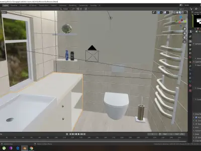 Realistic modern bathroom  Low-poly 3D model