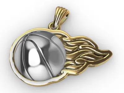 3D Flaming Basket Ball Pendant Charm Necklace Jewelry 3D 3D print model