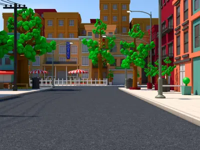 Cartoon Town 3D model