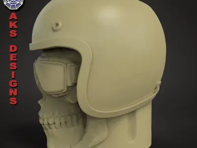 Biker skull 2 Pen holder 3D print model