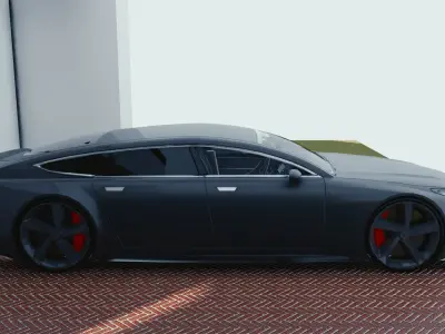 BLENDER EEVEE Brandless Extended Wheelbase 4 door coupe Low-poly 3D model