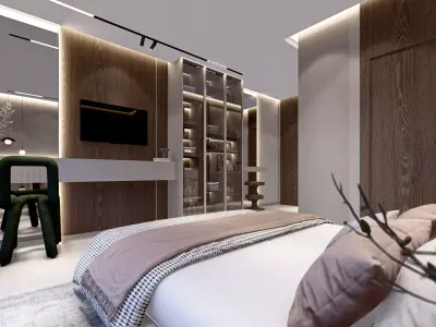 Studio containing bedroom and a small kitchen sketchup file 3D model