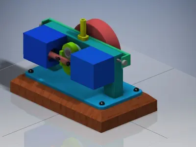 DOUBLE CYLINDER SCOTH YOKE STEAM ENGINE 3D model