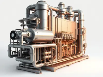 Industrial Engine Model Pack with PBR Textures Low-poly 3D model