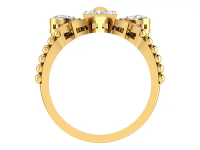 Light Weight Yellow Gold Diamond Ring  -DDS RN 256 3D print model