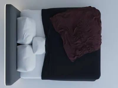 bed with gray fabric  Free 3D model