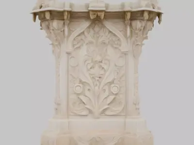 Large Ornate Wall Section Low-poly 3D model