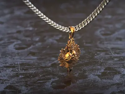 Sacred Heart Flame Pendant 3D print model