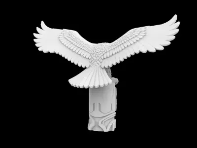 Eagle on Totem Base 3D Print Model 3D print model