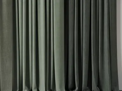 Green curtains collections 01 HBH Low-poly 3D model