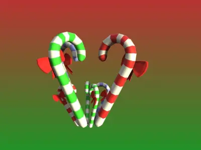 Christmas Candy Sticks FREE Free low-poly 3D model