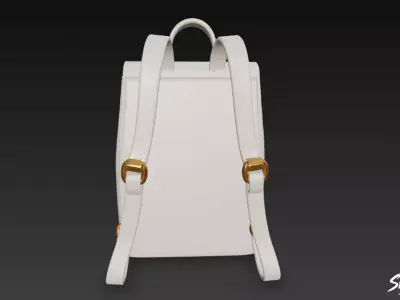 Ivory Leather Backpack Low-poly 3D model