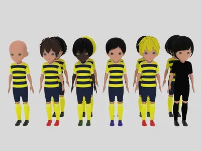 Yellow Soccer - Football Team Low-poly 3D model