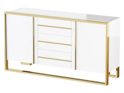 Glossy White Buffet 3D model