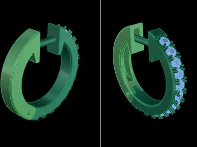 Mid Size Diamond Hoop Earring 1MM50 3D print model