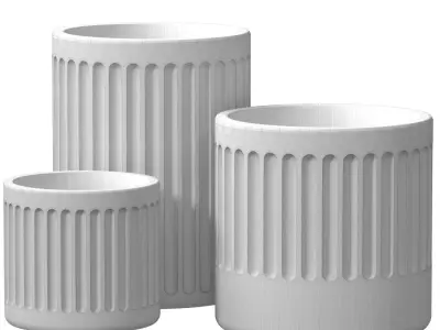Decorative Fluted Outdoor Flower Vase Urn Pot Set Collection 3D model