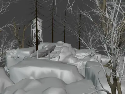 Wooden Bridge low poly 3d model  Low-poly 3D model