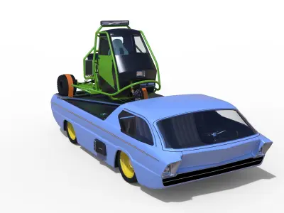 Dodge Deora with Ape rally car 3D model