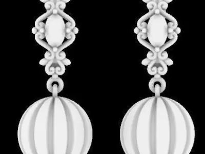 Earring Diamond 3D model Texture 3D print model