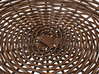 Wicker basket tray dark brown 3D model